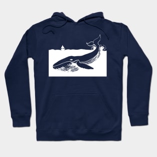 Whale in white ink Hoodie